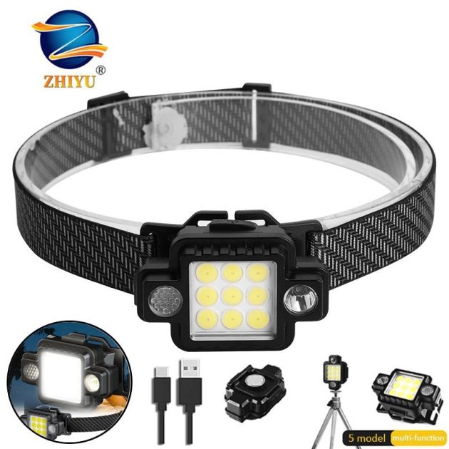 مصباح رأس مغناطيسي يعمل بتقنية COB+XPG ومنفذ من النوع