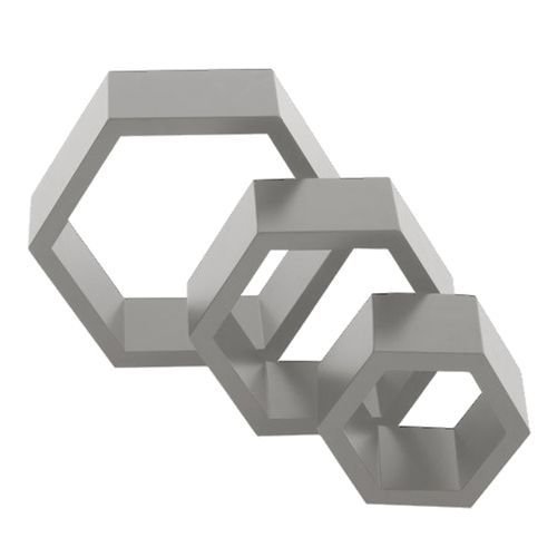 مجموعة من 3 أرفف جدارية خشبية سداسية الشكل - Image 3