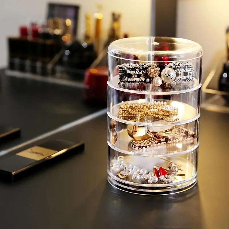 منظم مكياج من الكريستال الأكريليكي يدور 360 درجة - Image 2