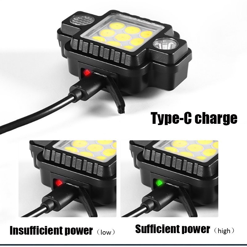 مصباح رأس مغناطيسي يعمل بتقنية COB+XPG ومنفذ من النوع - Image 2