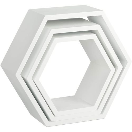 مجموعة من 3 أرفف جدارية خشبية سداسية الشكل - Image 2