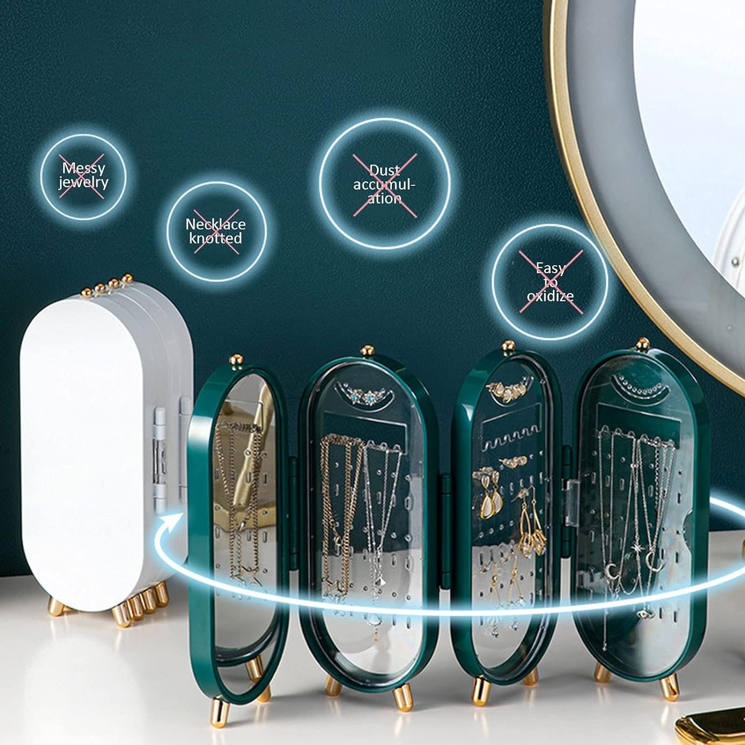 حامل عرض صندوق تخزين مجوهرات قابل للطي - Image 3