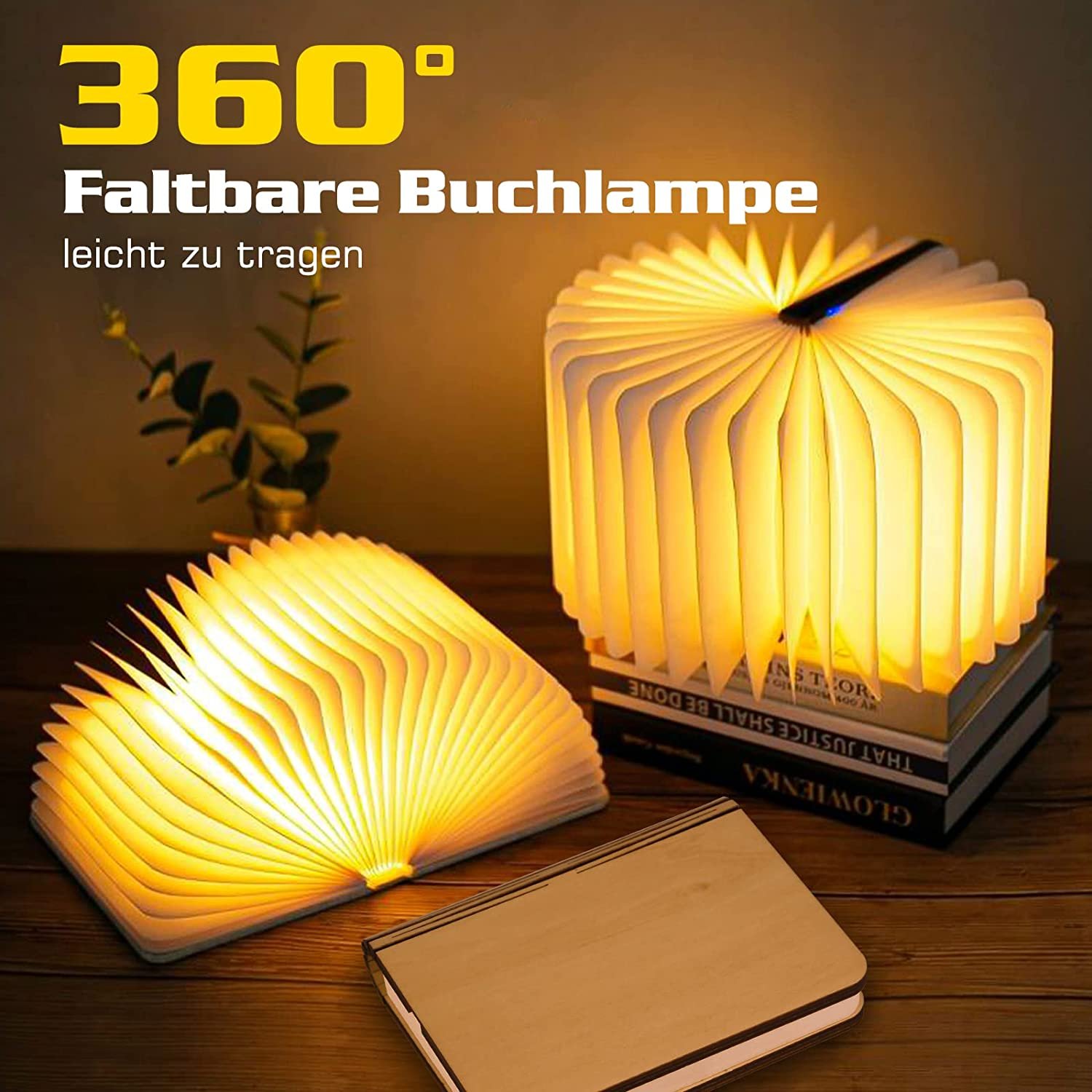 كتاب خشبي قابل للطي مزود بإضاءة وخمسة أوضاع إضاءة - Image 5