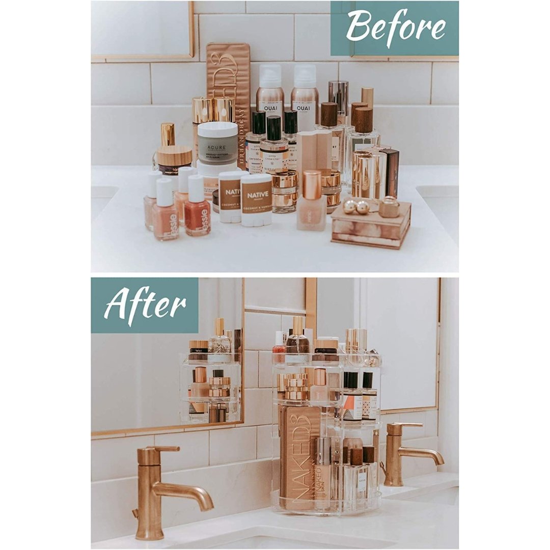 منظم مكياج كريستالي أكريليك دوار 360 درجة - Image 6