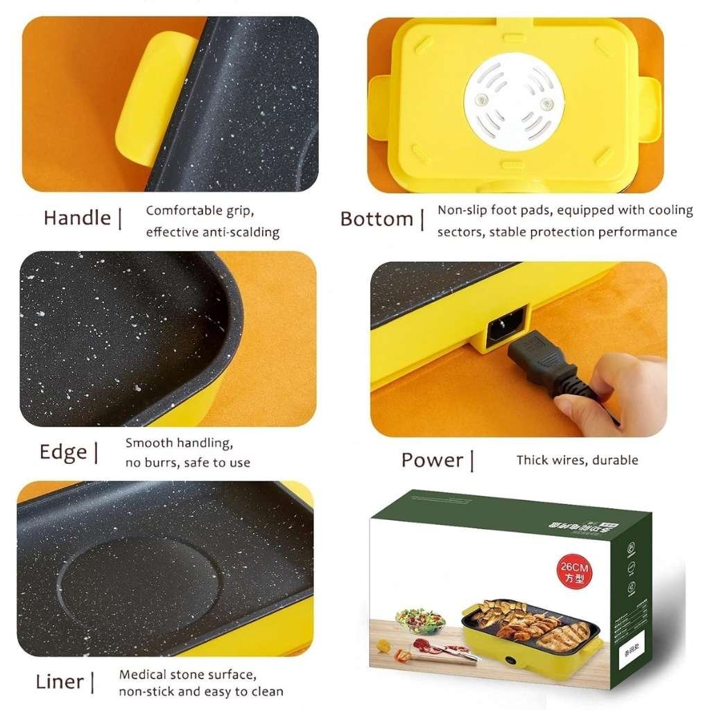 شواية كهربائية داخلية غير لاصقة مقاس 26 سم - Image 6