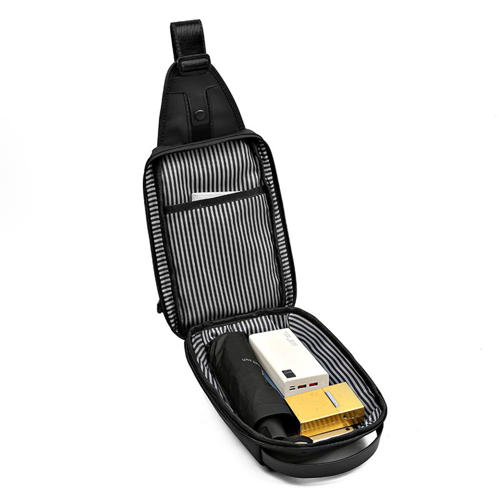 حقيبة صدر رجالية سوداء أنيقة وعملية مع حزام كتف - Image 7