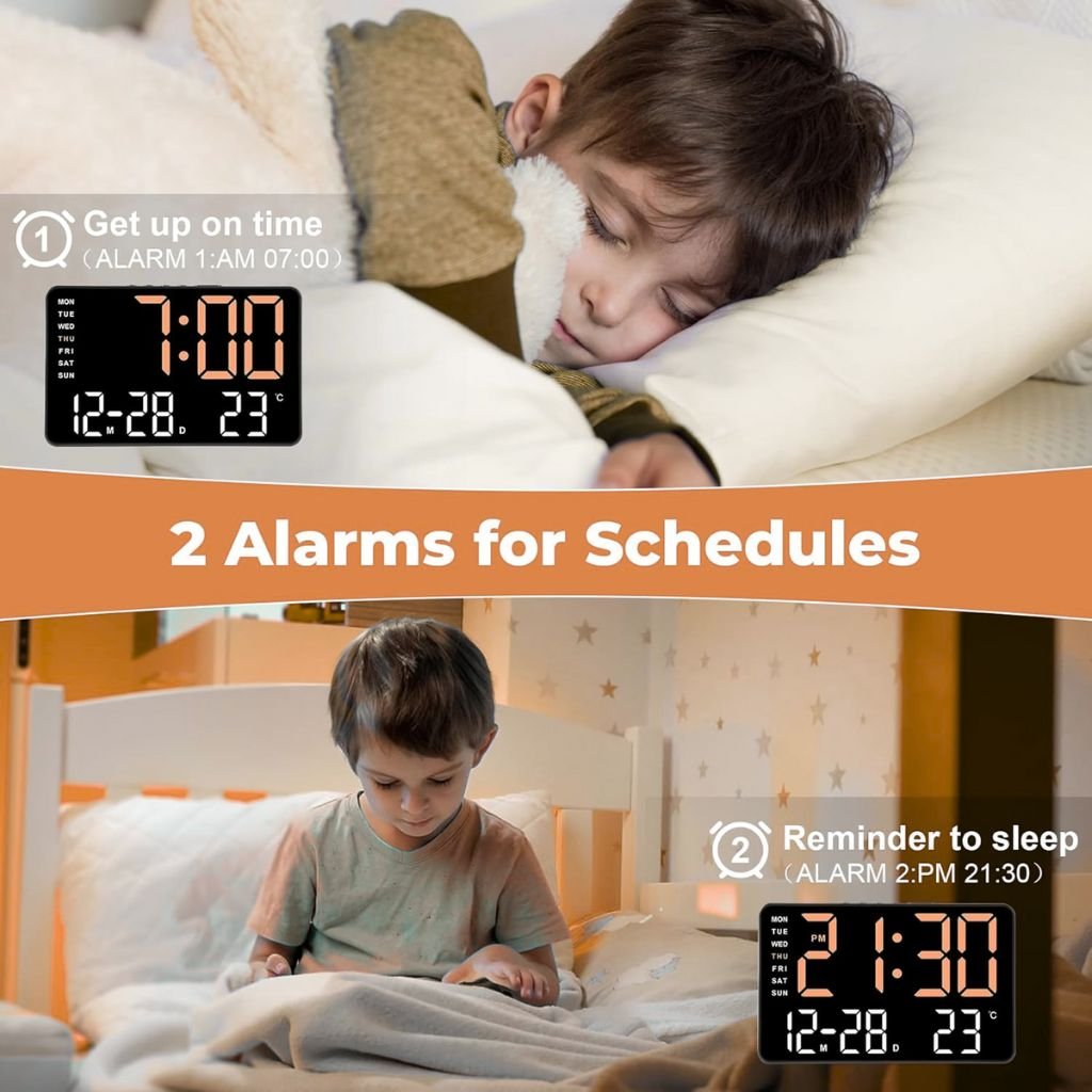 ساعة منبه رقمية بشاشة كبيرة مقاس 7.2 بوصة - Image 5