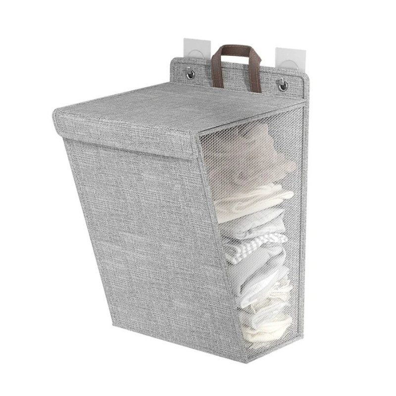 سلة غسيل قابلة للطي تُثبت على الحائط للملابس المتسخة - Image 4