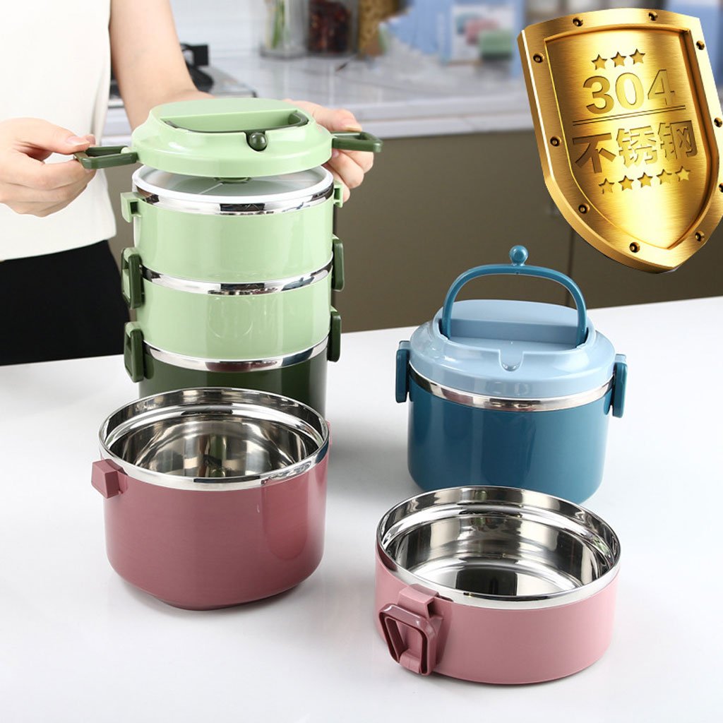 علبة غداء من الفولاذ المقاوم للصدأ بأربعة طبقات مع - Image 3