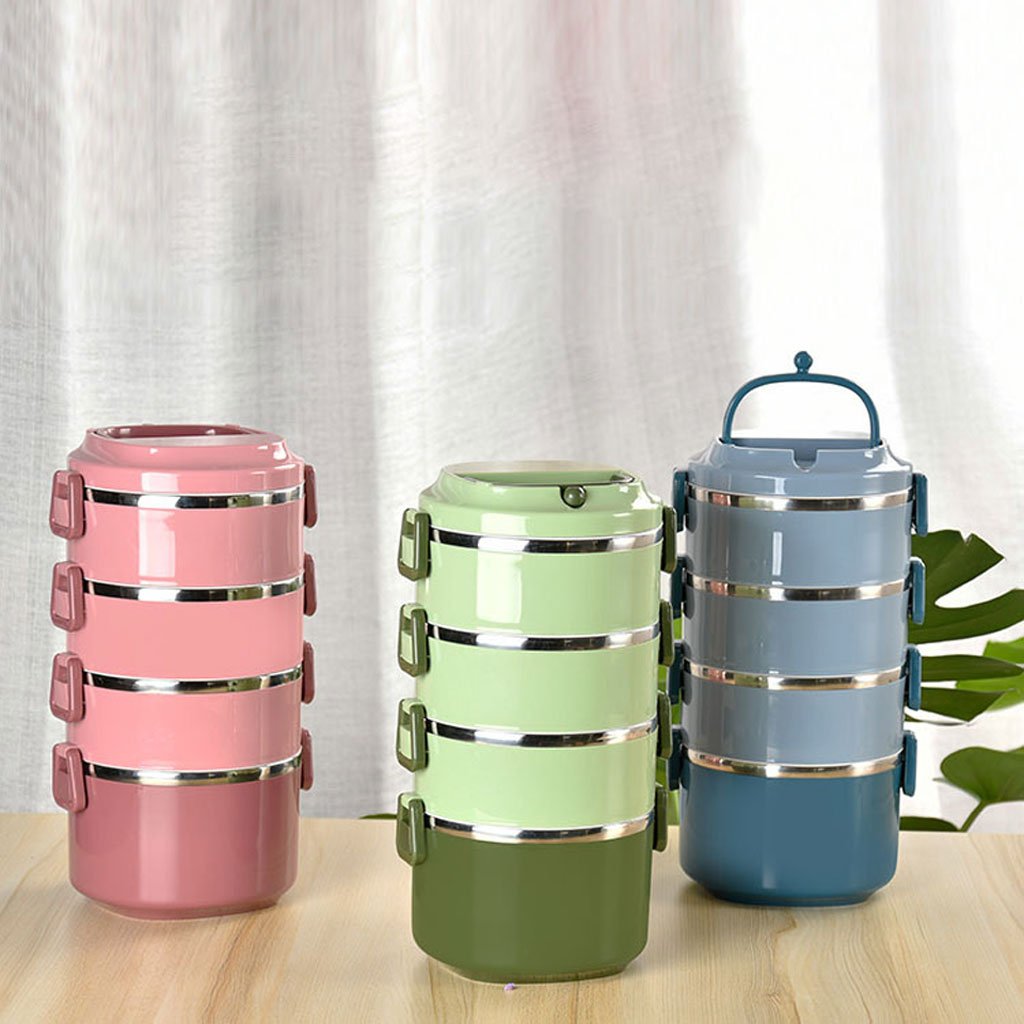 علبة غداء من الفولاذ المقاوم للصدأ بأربعة طبقات مع - Image 2