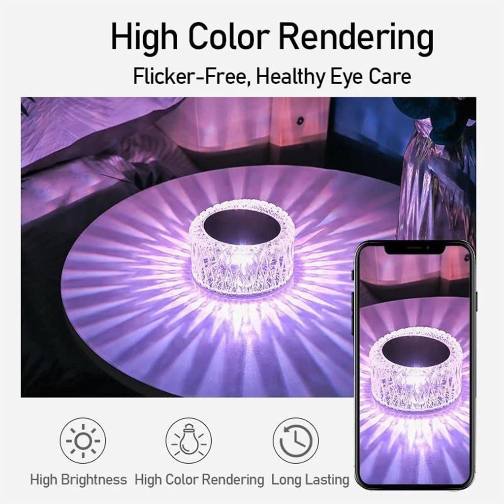 مصباح طاولة كريستالي قابل لتعديل شدة الإضاءة باللمس - Image 6