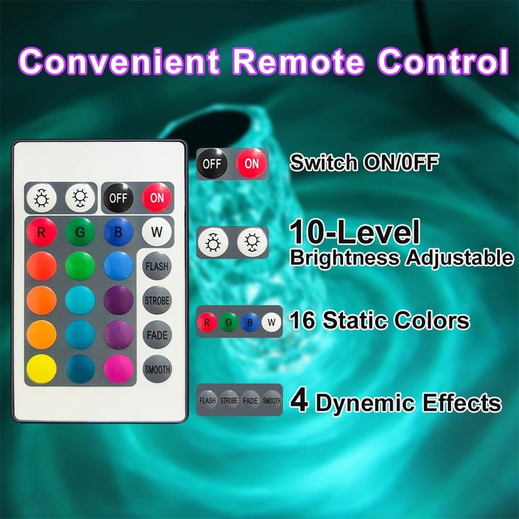 مصباح طاولة كريستالي قابل لتعديل شدة الإضاءة باللمس - Image 3