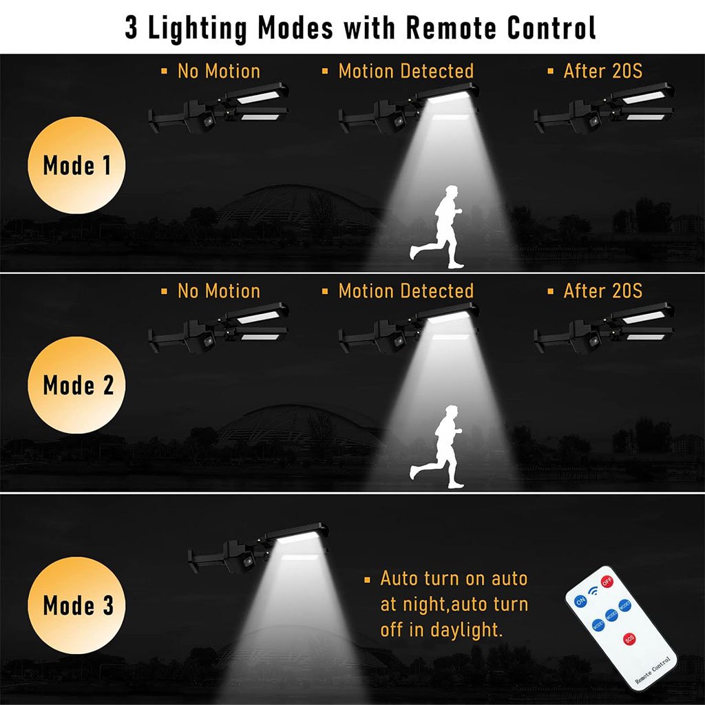 200 مصباح خارجي يعمل بالطاقة الشمسية للشوارع مع جهاز - Image 3