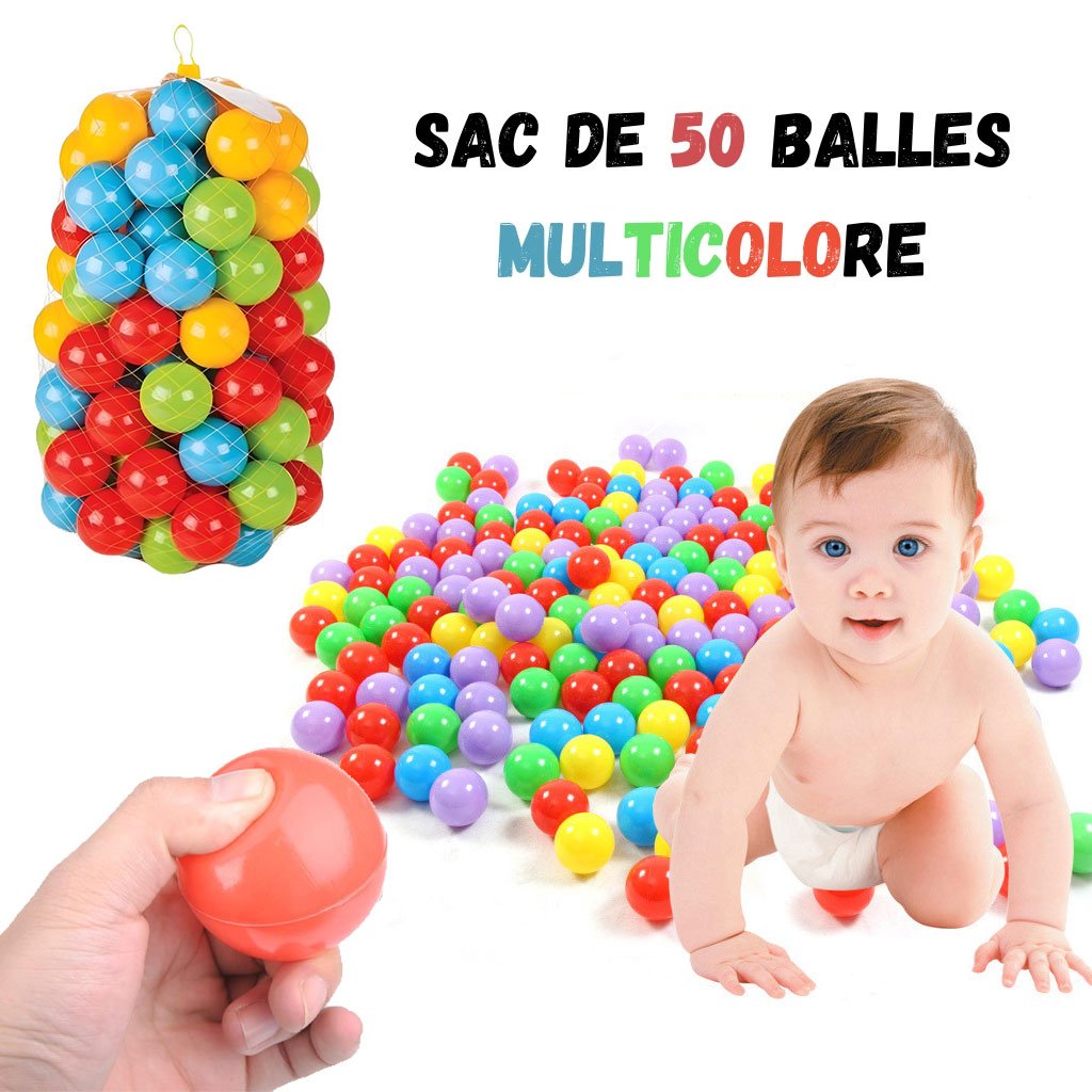 كيس يحتوي على 50 كرة لعب الألوان بقطر 75