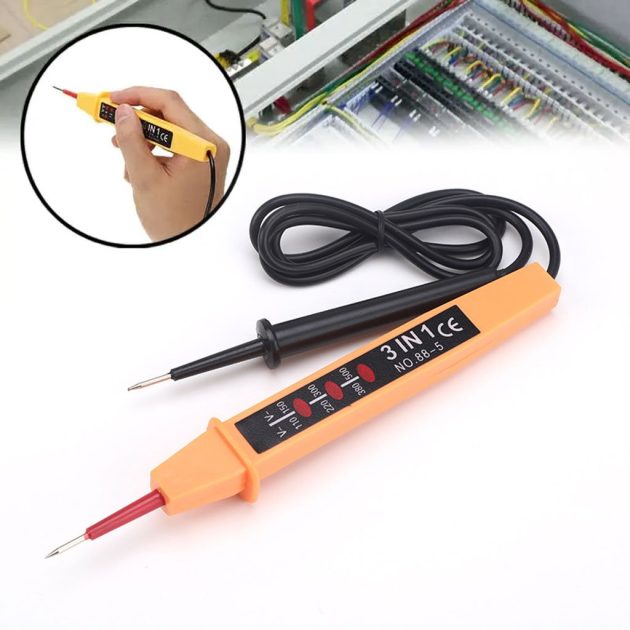 قلم اختبار الجهد الكهربائي 3 في 1 مع سلك
