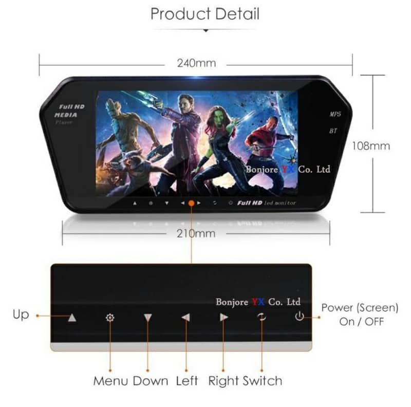 مرآة الرؤية الخلفية مزودة بشاشة مقاس 7 بوصات - Image 4