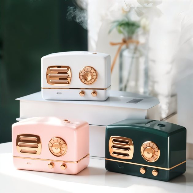 جهاز ترطيب هواء محمول على شكل راديو عتيق