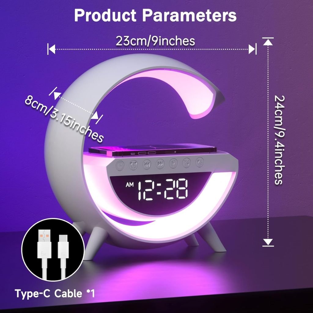 مصباح مزاجي مع شاحن لاسلكي ومكبر صوت بلوتوث - Image 4