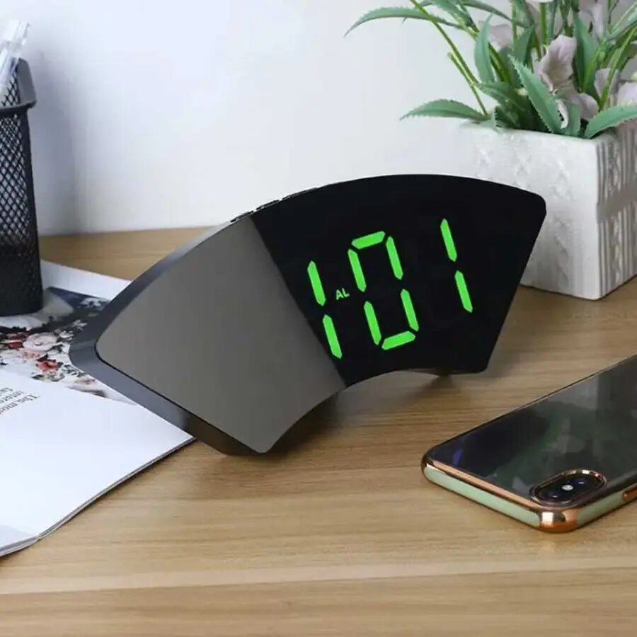 ساعة رقمية كبيرة بشاشة مرآة لغرفة النوم - Image 2