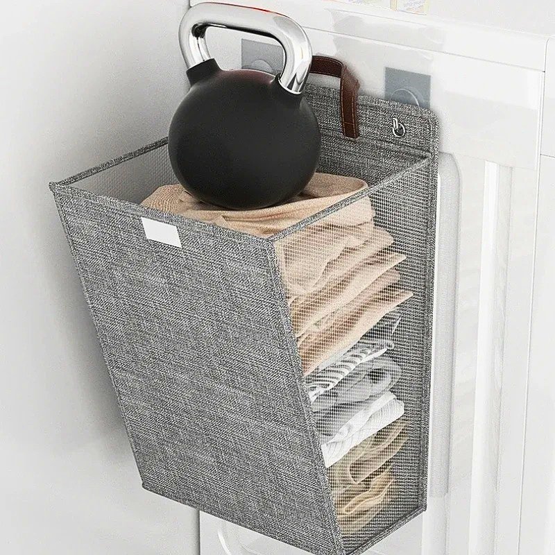 سلة غسيل قابلة للطي تُثبت على الحائط للملابس المتسخة - Image 2