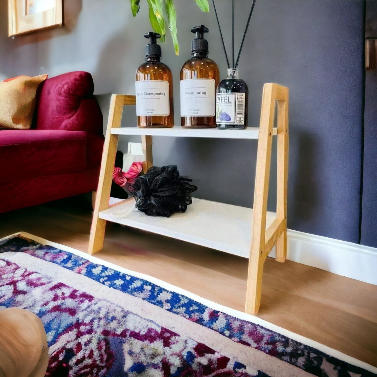 رف من الخيزران المزخرف للحمام والكتب - Image 2