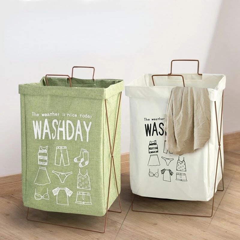 سلة غسيل قابلة للطي مع حامل حديدي على شكل - Image 5